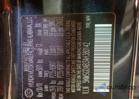 2010 Hyundai Santa Fe Gls z USA, uszkodzony, nr VIN 5NMSGDAB3AH380142